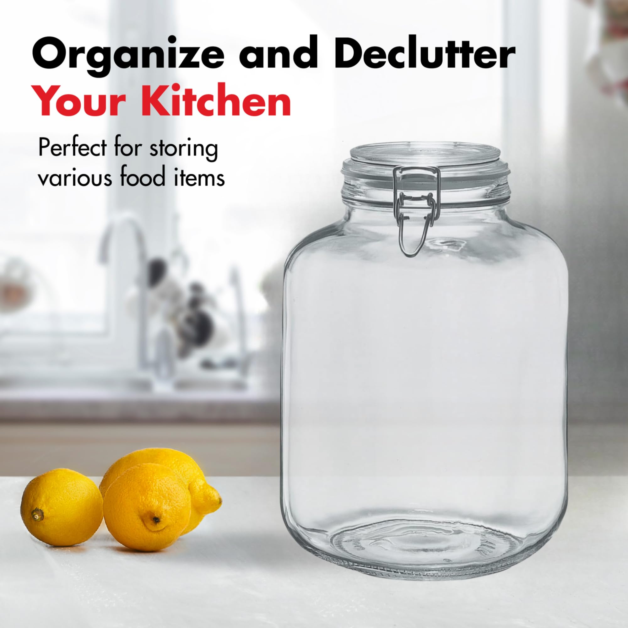 Amazon｜大型ガラス密閉保存瓶詰ジャー イタリア製 14オンス 1.1ガロン